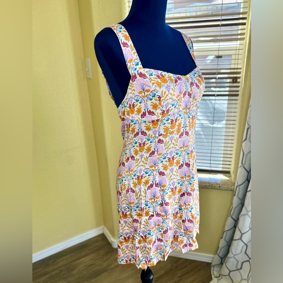 NEW! Free People Ivory Floral Print Sasha Sweetheart-Neck Mini Dress - Picture 4 of 17